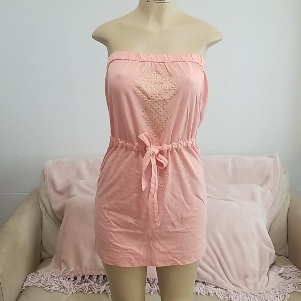 Strapless coral dress